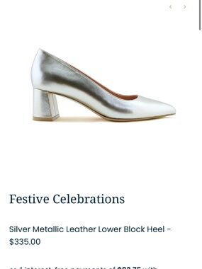 ALLY Silver Metallic Leather Lower Block Heel Pump MSRP $335.00 EU 39 U.S 8.5